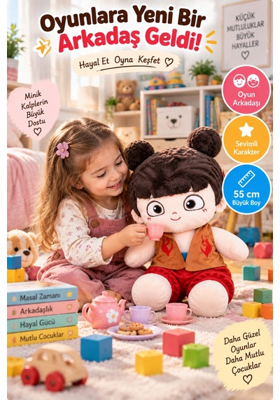 55 Cm Büyük Boy Peluş Bebek Sevimli Karakter Yumuşak Oyuncak Çocuk İçin Oyun Arkadaşı Uyku Oyuncağı Çok Renkli