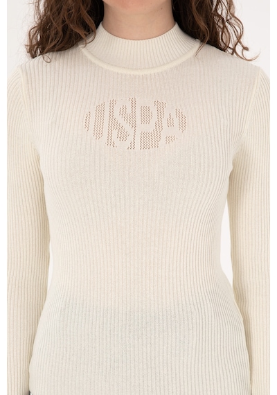 U.S. Polo Assn. Kadın Krem Yarım Balıkçı Yaka Kazak 50310051-VR256