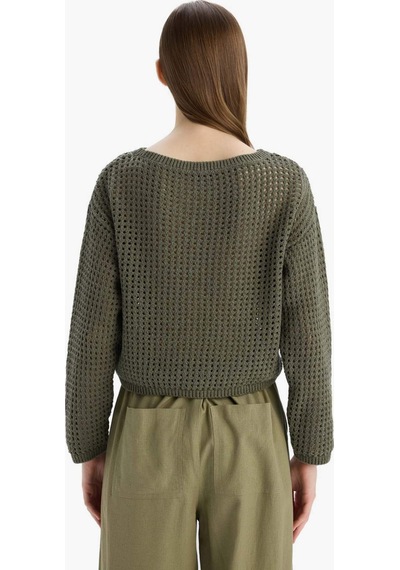 DeFacto Regular Fit Bisiklet Yaka Kroşe Triko Kazak T4513AZ25SPKH341
