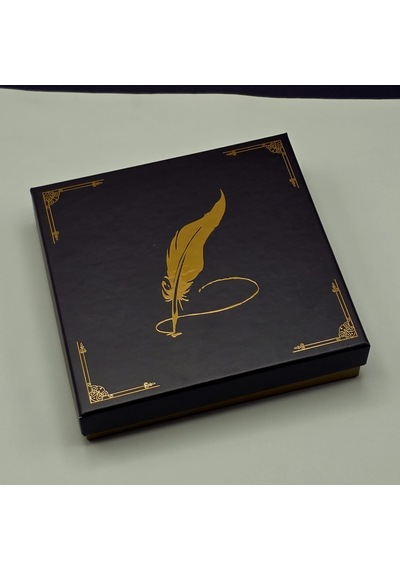 Yaprak Desenli Mor Deri Defter Ve Metal Roller Kalem Seti