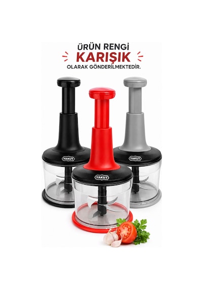 Üstten Basmalı Manuel Doğrayıcı Rondo Sebze Meyve Soğan Sarımsak Pratik Mutfak Doğrayıcı Siyah