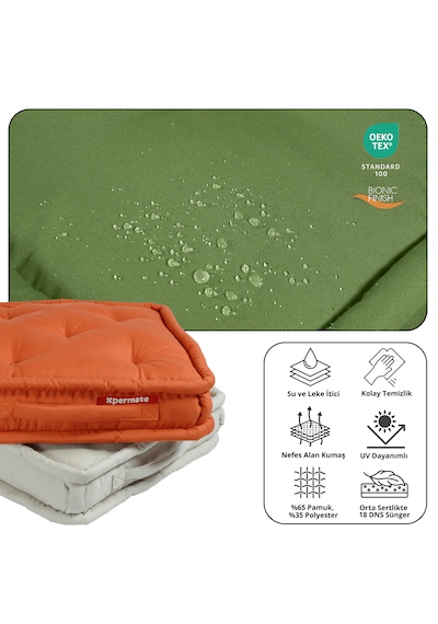Xpermate Bisküvi Minder Petek Önü Fransız 55x55x14 Yeşil