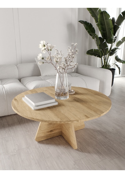 Mush 90cm Orta Sehpa Lefkas Meşe - Tamamı Mdf