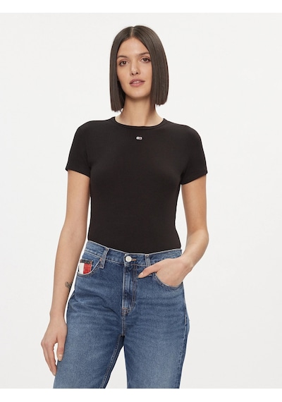 Tommy Hılfıger Kadın T-shırt Dw0dw17383-bds SIYAH