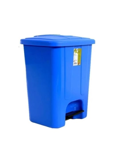 Omnipazar Sy-4255 40 Lt Köşeli Pedallı Plastik Çöp Kovası İç Kovasız Mavi