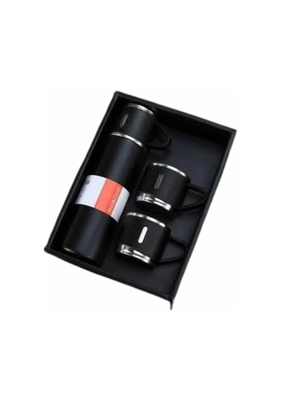 Hubrendy Kargo Termos Seti Paslanmaz Çelik 3 Bardaklı Vakumlu Termos Set 500 Ml 12 Saate Kadar Isı K 1360510