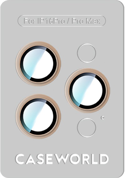 Apple Uyumlu   iPhone 16 Pro Max Caseworld Alloy Serisi Oleofobik Anti Reflective Kamera Lens Koruyucu Gold