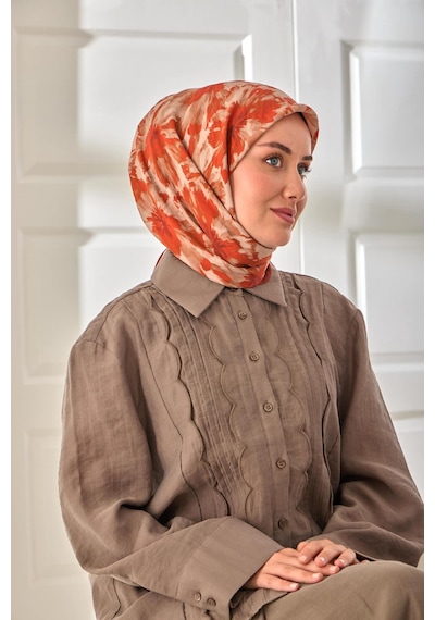Silk Home Velora Eşarp 161001-07 Kiremit, Turuncu, Krem, Vizon