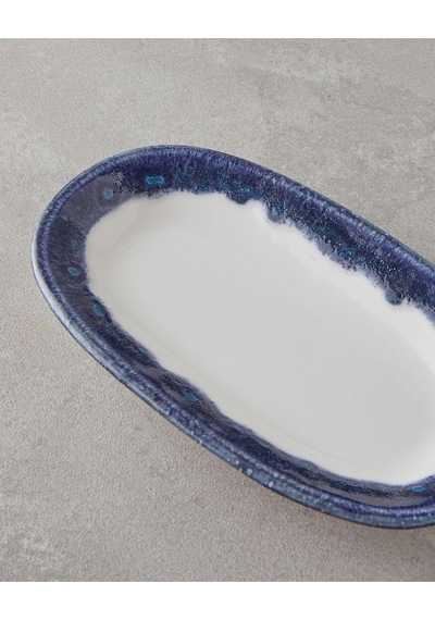 Larry Porselen Kayık Tabak 19 Cm Lacivert Çok Renkli