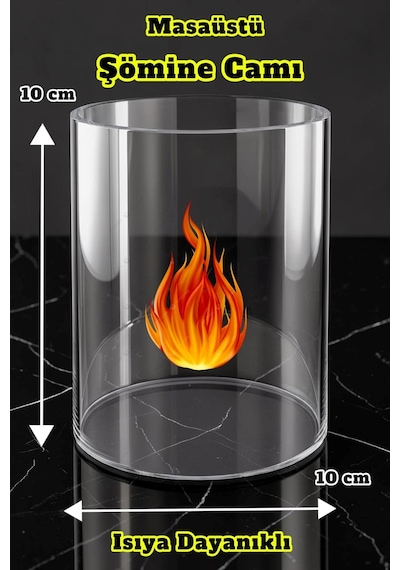 Technow Cam Hazneli Masaüstü Şömine Ateş Çukuru 500ml Bioethanol+hazne+söndürme Kapağı