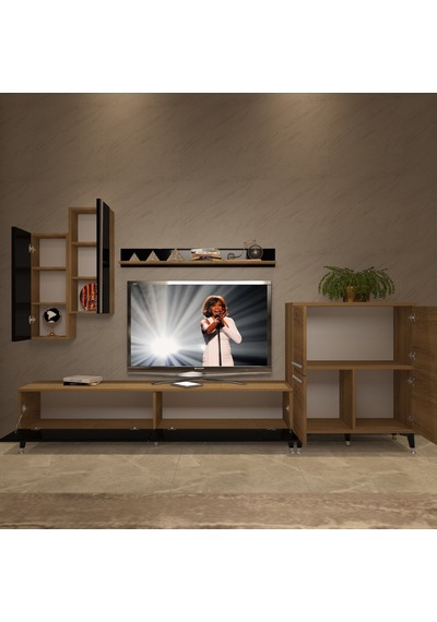Decoraktiv Eko 6 Mdf Std Silver Tv Ünitesi Tv Sehpası Pera - Siyah