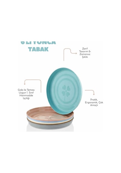 Makri Home 30 Parça Piknik Seti 6 Kişilik Tabak, Kase, Bardak, Kaşık, Çatal, Plastik Çok Renkli