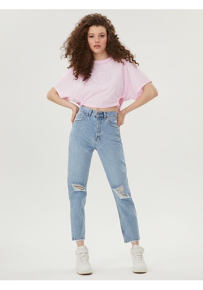 LOFT Crop Kadın Tshirt K.kol Lf2028934 Q1.v1 Pembe