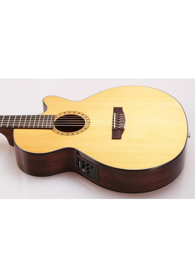 Cort Cec7 Elektro Klasik Gitar Naturel Doğal Parlaklıkta İnce Kesik Gövdeli İspanyol