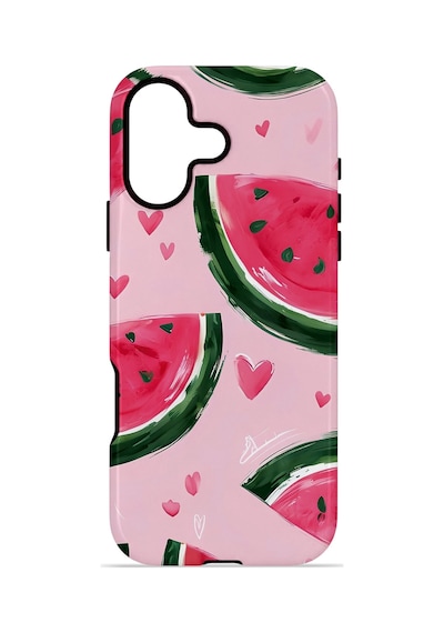 Apple iPhone Uyumlu 16 Vorian Çift Katmanlı Kılıf Watermelon Hearts