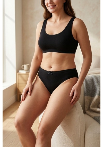 Mataş Kadın 6'lı Paket Pamuklu Bikini Külot Esnek Yumuşak İz Yapmaz İç Çamaşırı Siyah