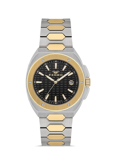 Ferro Fm40160a-d Quartz Çelik Sarı-gri 42 Mm Erkek Kol Saati Altın - Gri