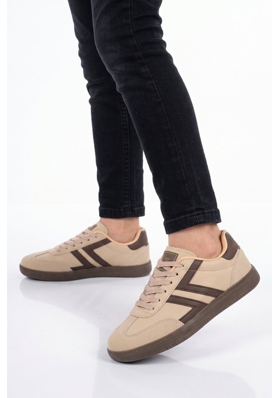 Lento Bej Bağcıklı Hafif Rahat Unisex Yürüyüş Ve Spor Ayakkabı Sneaker 234750