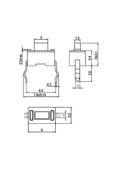 Ic-201 Tact Switch Pioneer Buton 3.5x6 Kısa Bacak 0.8mm