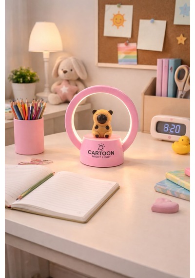 Çocuk Gece Lambası Usb Girişli Sevimli Tasarım Pembe