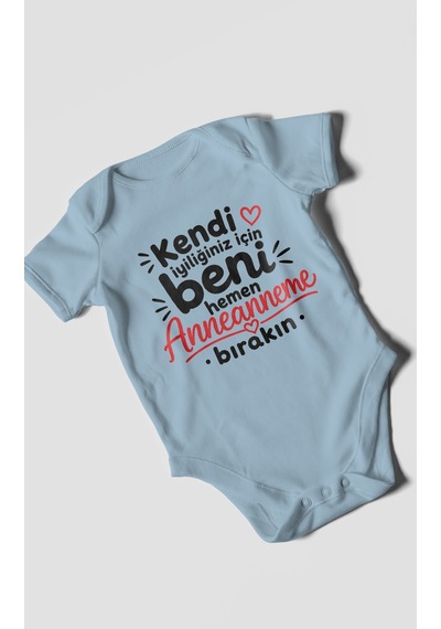 Morivokids Anneanneye Özel Kısa Kollu Bebek Body %100 Pamuk Zbn284-kk Bebe Mavisi