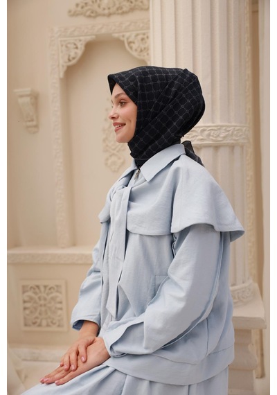 Silk Home Olinda Eşarp 48004-78 Koyu Lacivert, Gri