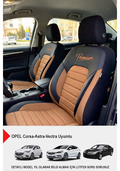 Premium Serisi Lüks Keten Oto Koltuk Kılıfı Opel Corsa-astra-vectra Uyumlu Taba