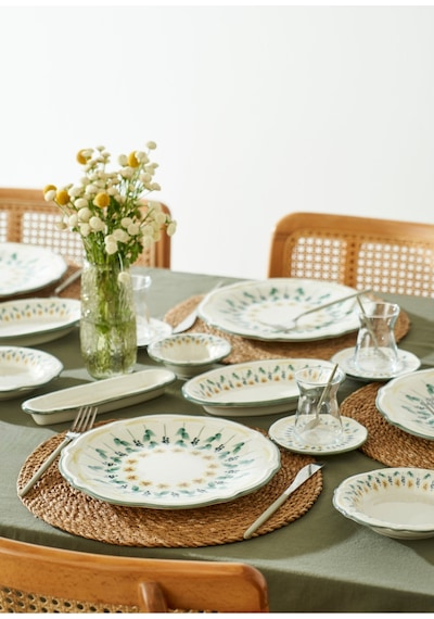 Bella Maison Adelina Stoneware 52 Parça 12 Kişilik Kahvaltı Takımı Yeşil Yeşil