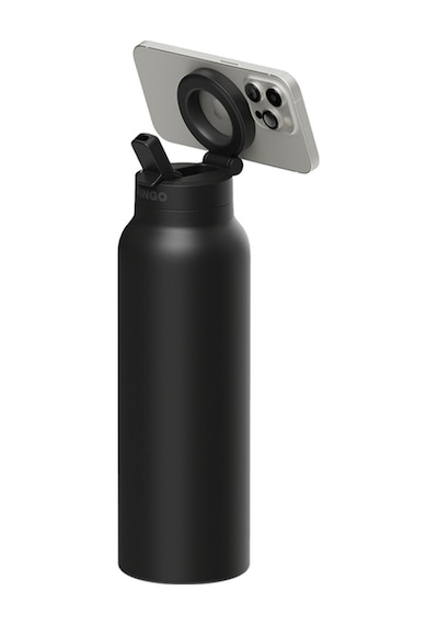 Ringo Pro Pipetli, Telefon Tutuculu Termal Çelik Termos 950 Ml Siyah