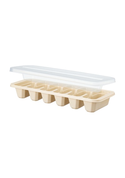 Kapaklı Büyük Boy Buz Kalıbı 12 Gözlü Buzluk Ekru Plastik Ekru Diğer