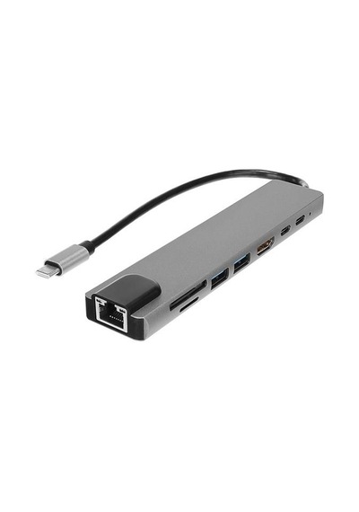 Hytech Hy-usbc83 4k 30hz Gri Metal 2xusb3.0, 1xusb2.0, Gigabit Pd, Typec Data, Sd/tf Kart Okuyucu Type C Adaptör-129130