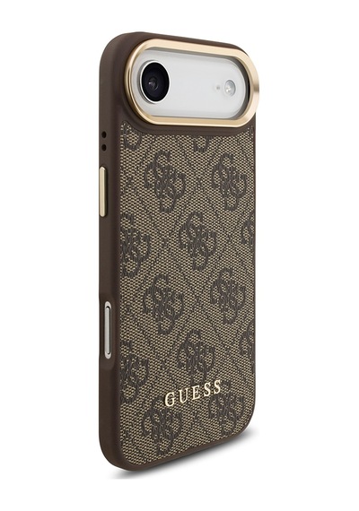 Apple Uyumlu iPhone 17 Air  Kılıf Guess Lisanslı M-safeli 4g Metal Büyük Logolu Kartlıklı Kapak Kahverengi Kahverengi