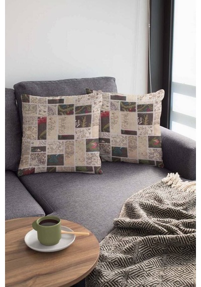 Çok Renkli Patchwork Çift Taraflı Kırlent Kılıfı Krl289n11