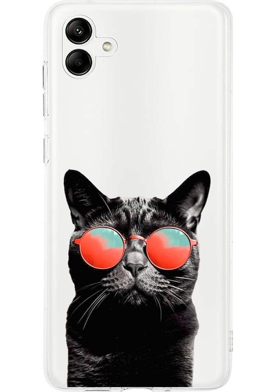 Samsung Galaxy A15 İle Uyumlu 1mm Slim Fit Kedi 3 050d Baskılı Şeffaf Kılıf Şeffaf