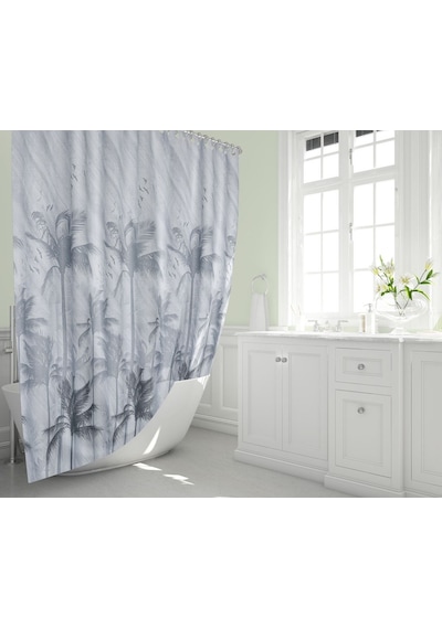 Zethome Tropik Banyo Duş Perdesi 5104 Tek Kanat 1X180X200 Gri