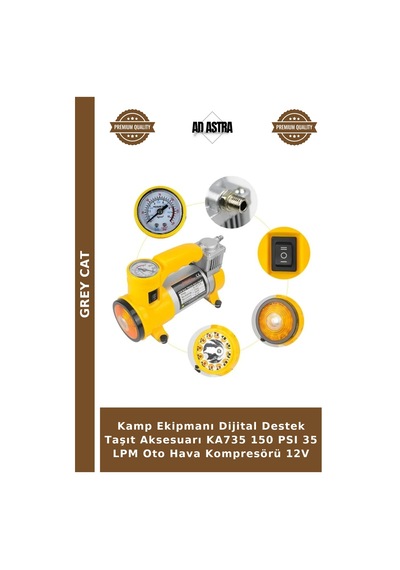 Kamp Ekipmanı Dijital Destek Taşıt Aksesuarı Ka735 150 Psı 35 Lpm Oto Hava Kompresörü 12v