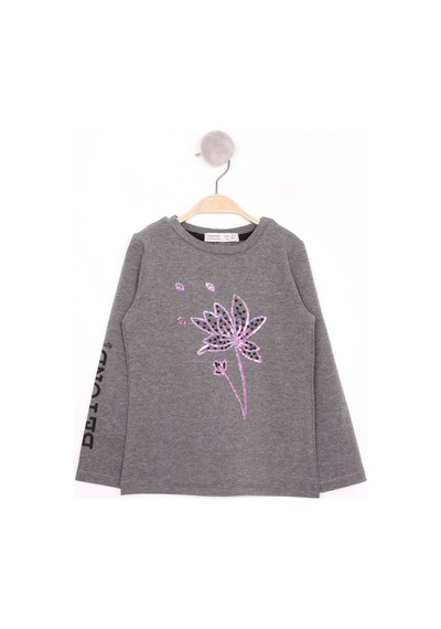 Toontoy Kids Toontoy Kız Çocuk Çiçek Nakışlı T-shirt Mint Yeşili