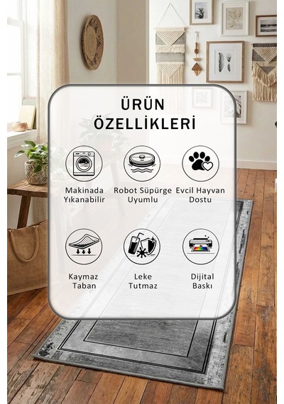 Gri Smart Yıkanabilir Yolluk