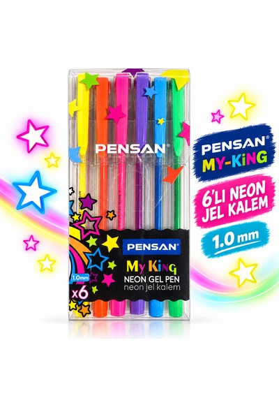 6lı Neon Jel Kalem Pensan Çok Renkli
