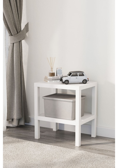 2 Katlı Dikey Raf, Plastik Sehpa, Balkon Rafı, Saksılık, Banyo Mutfak Rafı, Beyaz Beyaz
