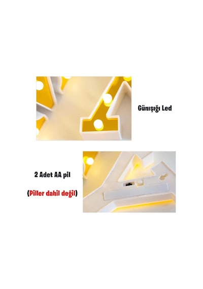 Dekoratif Led Işıklı 3d E Harfi Büyük Boy Organizasyon Doğum Günü