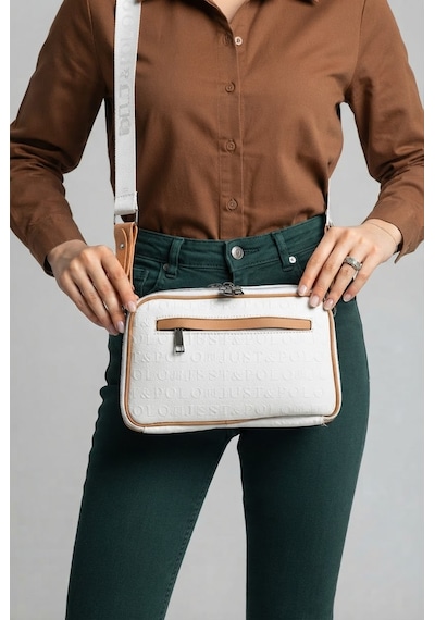 Just Polo Kadın Beyaz-taba Ayarlanabilir Uzun Askılı Omuz Çantası-bd4023bd Beyaz - Taba