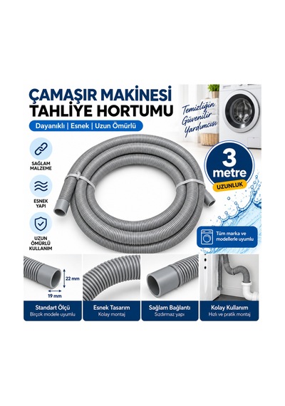 Çamaşır Makinası Tahliye Hortumu Gri - 922072553 Gri