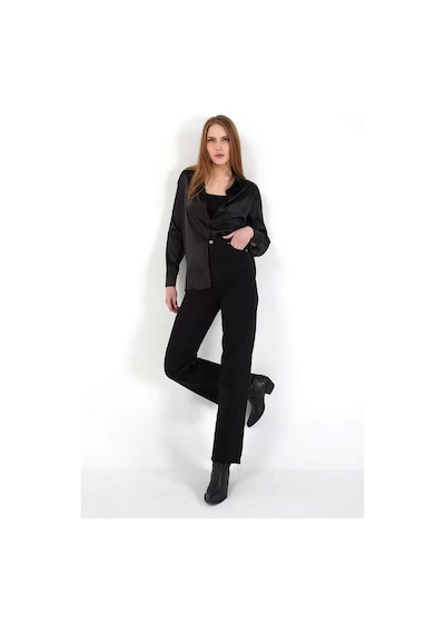 Yüksek Bel Wide Leg Jean Siyah