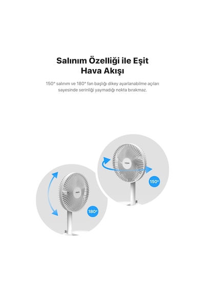 Taşınabilir Şarjlı Vantilatör 24 Saat Kullanım 3 Kademeli 180° Sessiz Ayaklı Katlanabilir Fan X6103
