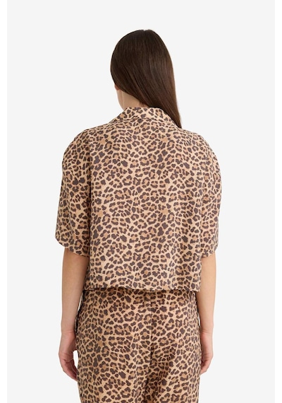 Defacto Loose Fit Leopar Desenli Modal Kısa Kollu Gömlek F0879ax25smbn226 Kahve