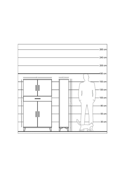 Arges Dolap 3 Raflı Tek Çekmeceli 4 Kapaklı 88x30x163 Antrasit-çam Antrasit