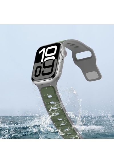 Apple Uyumlu  Watch 42mm 44mm 45mm S10 46mm Ultra 49mm Çift Renkli Spor Silikon Kordon Nefes Alabilir
