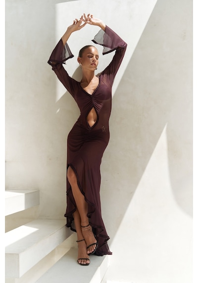 Mai Collection Mai Studios Co. Alyona Dantel Detay Bordo Elbise Bordo