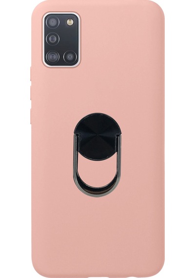 Nettech Samsung Galaxy A31 Uyumlu Leather Ring Nano Arka Koruma Kılıf - Mor Mor